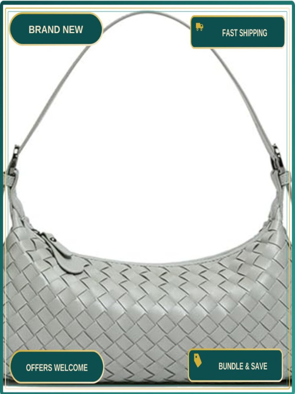 Small Woven Faux Leather Hobo Crossbody Shoulder Bag